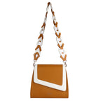 Jessica Premium Leather Shoulder Bag for Women in Off White & Mustard