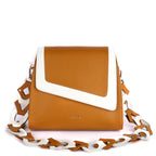 Jessica Premium Leather Shoulder Bag for Women in Off White & Mustard