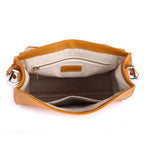 Jessica Premium Leather Shoulder Bag for Women in Off White & Mustard