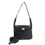 Pebble Large Premium Genuine Leather Crossbody Bag for Women in Black | Elegant Everyday Handbag with Light Gold Hardware