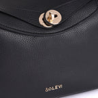 Pebble Large Premium Genuine Leather Crossbody Bag for Women in Black | Elegant Everyday Handbag with Light Gold Hardware