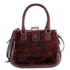 Lotus Premium Leather Shoulder Bag for Women | Dark Brown Croco Leather