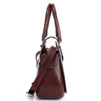 Lotus Premium Leather Shoulder Bag for Women | Dark Brown Croco Leather