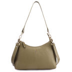 Edel Premium Genuine Leather Shoulder Bag for Women in Olive | Elegant Baguette Handbag with Gold Hardware