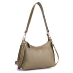 Edel Premium Genuine Leather Shoulder Bag for Women in Olive | Elegant Baguette Handbag with Gold Hardware