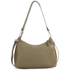 Edel Premium Genuine Leather Shoulder Bag for Women in Olive | Elegant Baguette Handbag with Gold Hardware
