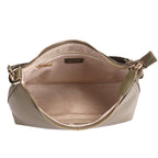 Edel Premium Genuine Leather Shoulder Bag for Women in Olive | Elegant Baguette Handbag with Gold Hardware