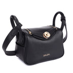 Pebble Small Premium Genuine Leather Crossbody Bag for Women in Black | Compact Luxury Handbag with Light Gold Hardware