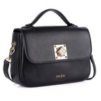Ivy Premium Genuine Leather Crossbody Bag for Women in Black | Elegant Full-Grain Cow Leather Sling Handbag with Gold Hardware