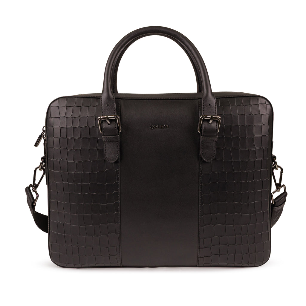 Regent Premium Leather Laptop Bag for Men – Black