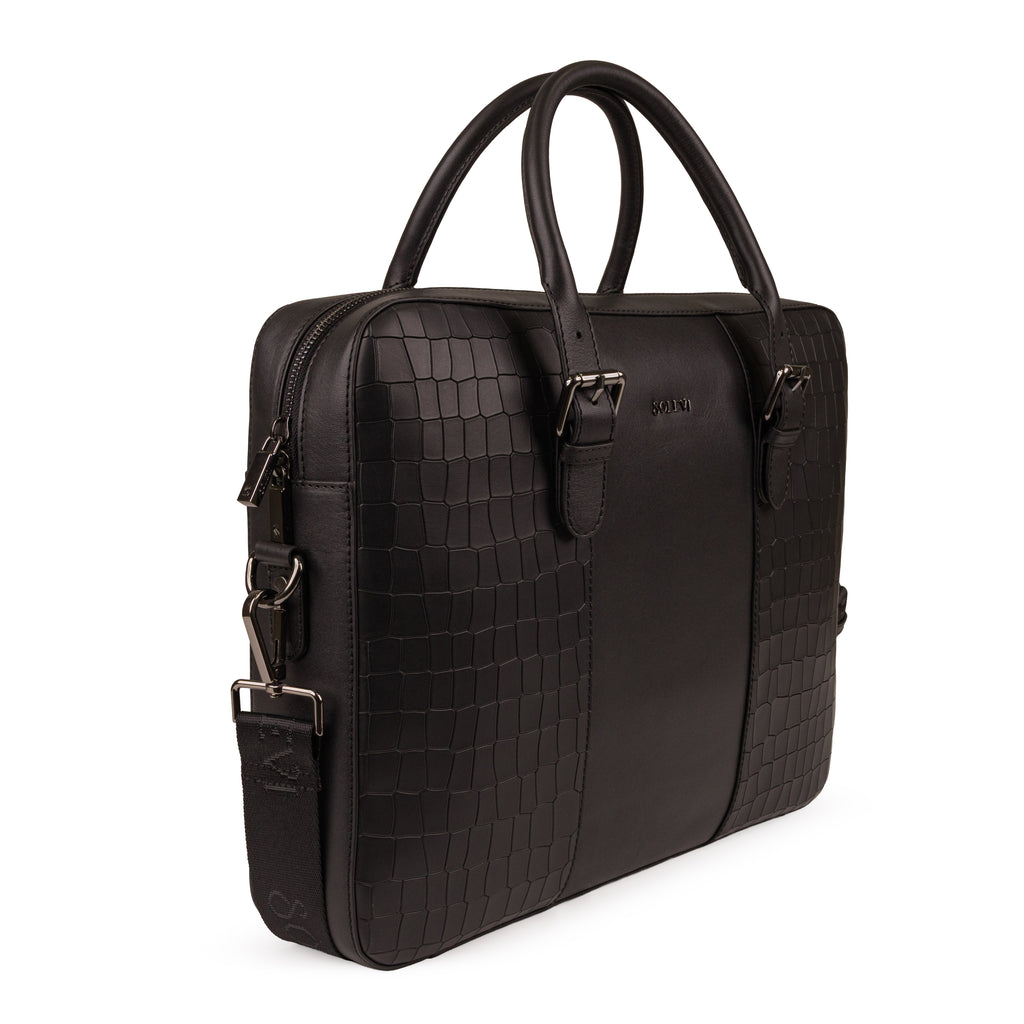 Regent Premium Leather Laptop Bag for Men – Black