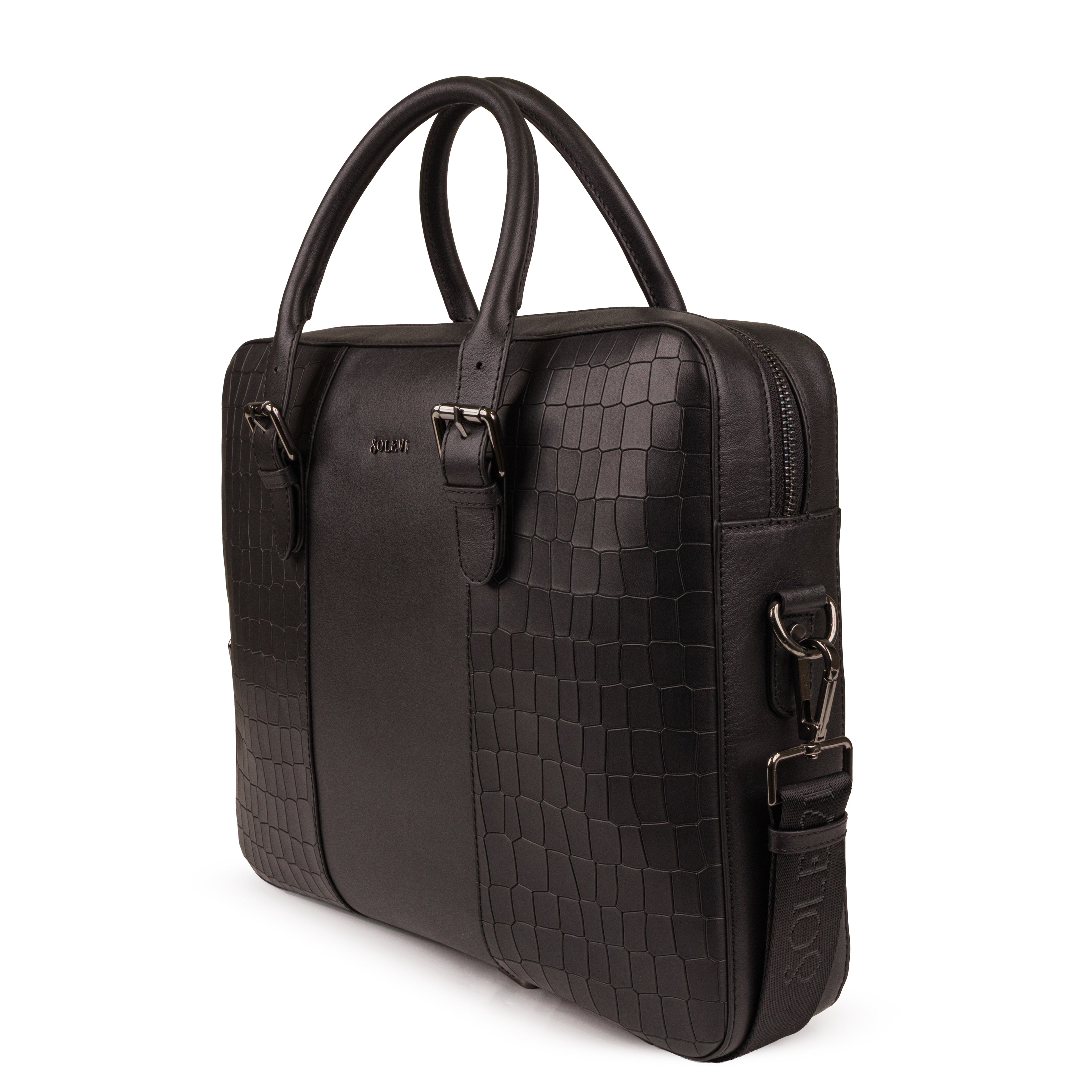 Regent Premium Leather Laptop Bag for Men – Black