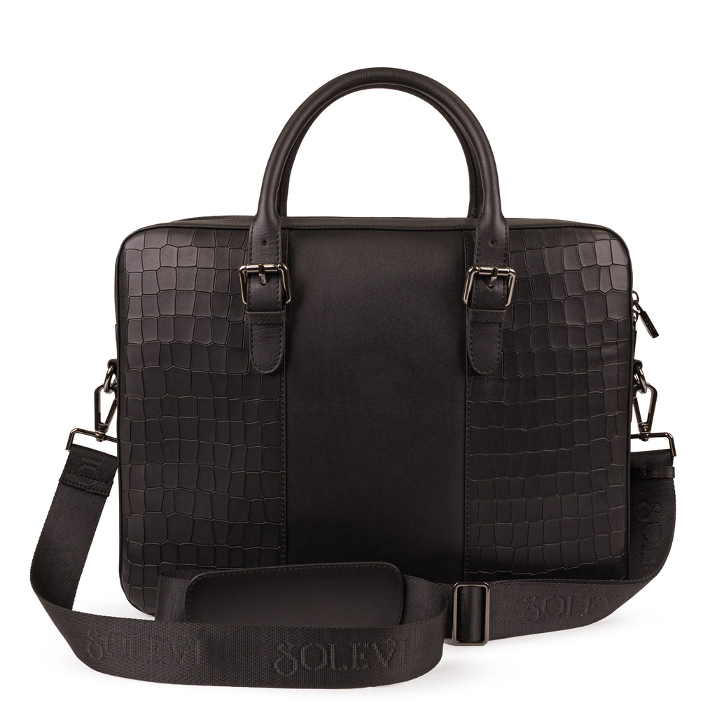 Regent Premium Leather Laptop Bag for Men – Black
