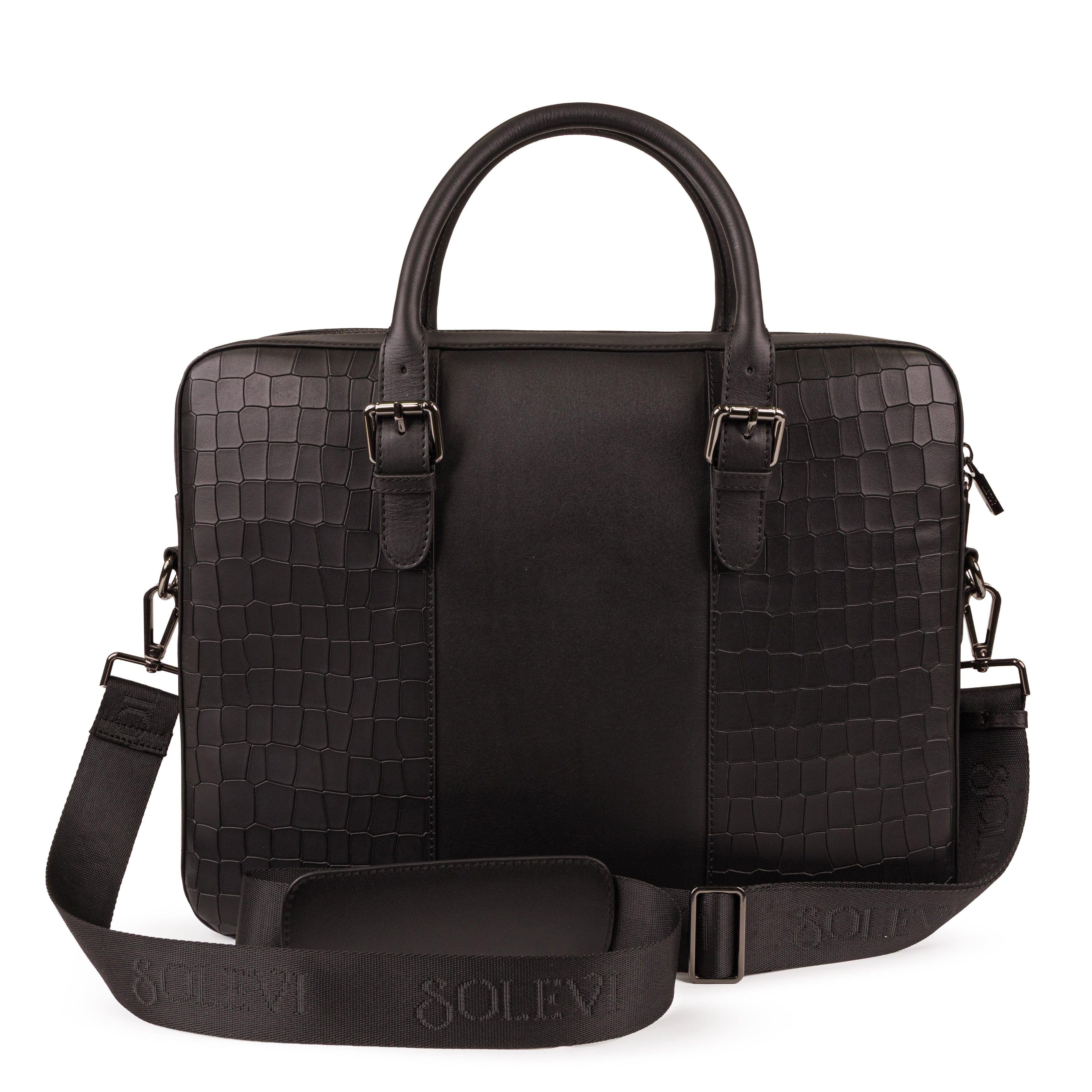 Regent Premium Leather Laptop Bag for Men – Black