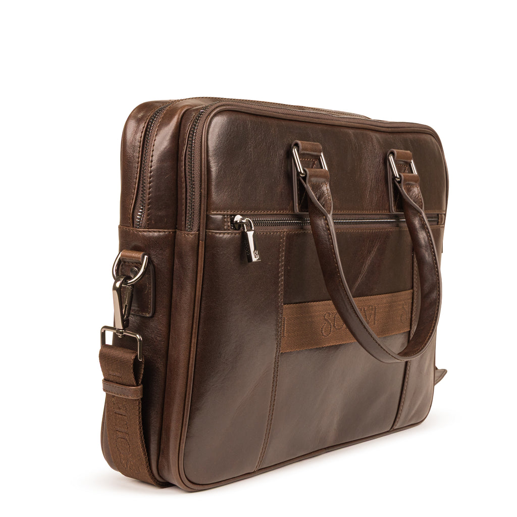 Lorenzo Premium Leather Briefcase Bag for Men – Brown