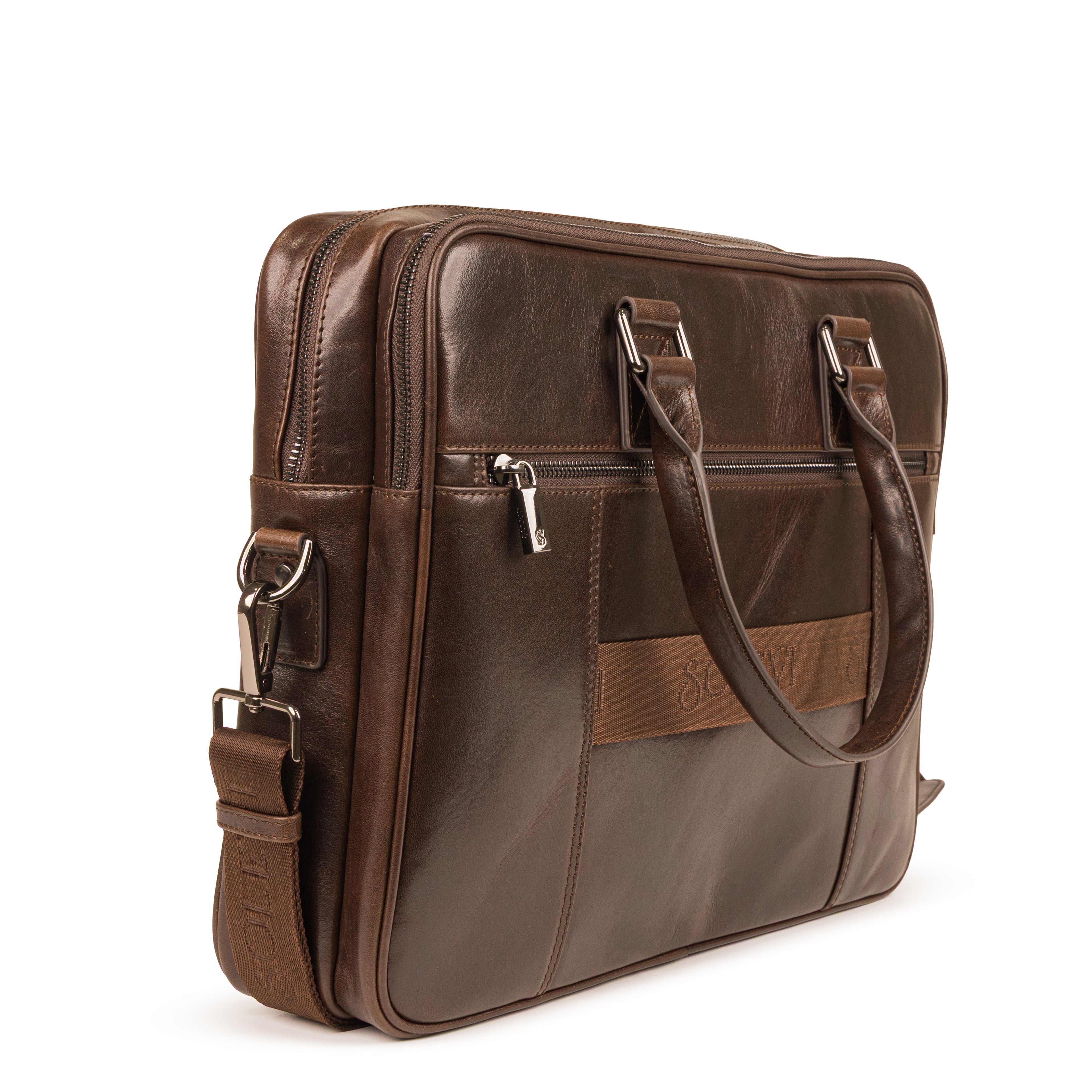 Lorenzo Premium Leather Briefcase Bag for Men – Brown