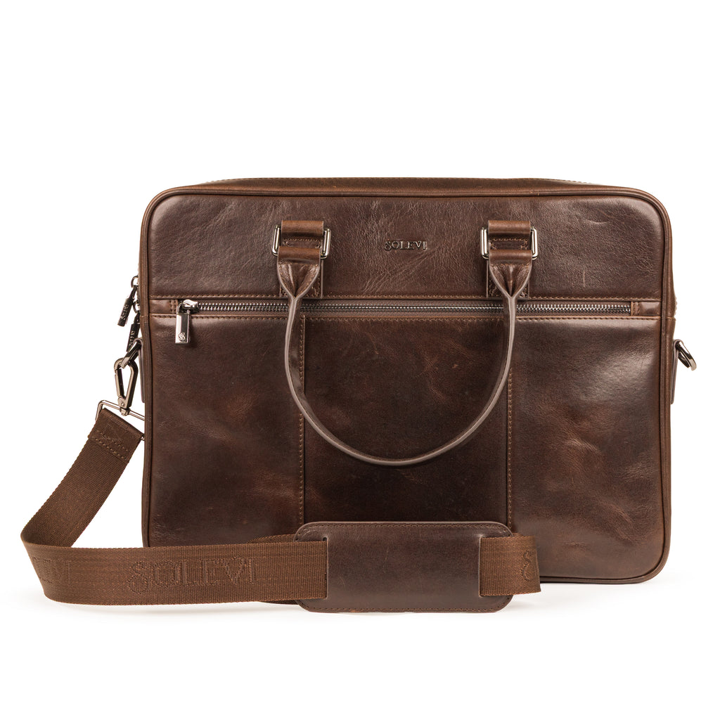 Lorenzo Premium Leather Briefcase Bag for Men – Brown