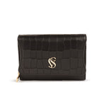 Petrina Premium Leather Flap Wallet for Women – Black
