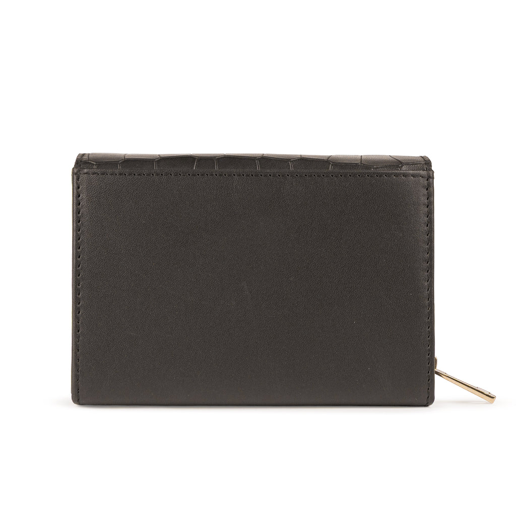 Petrina Premium Leather Flap Wallet for Women – Black
