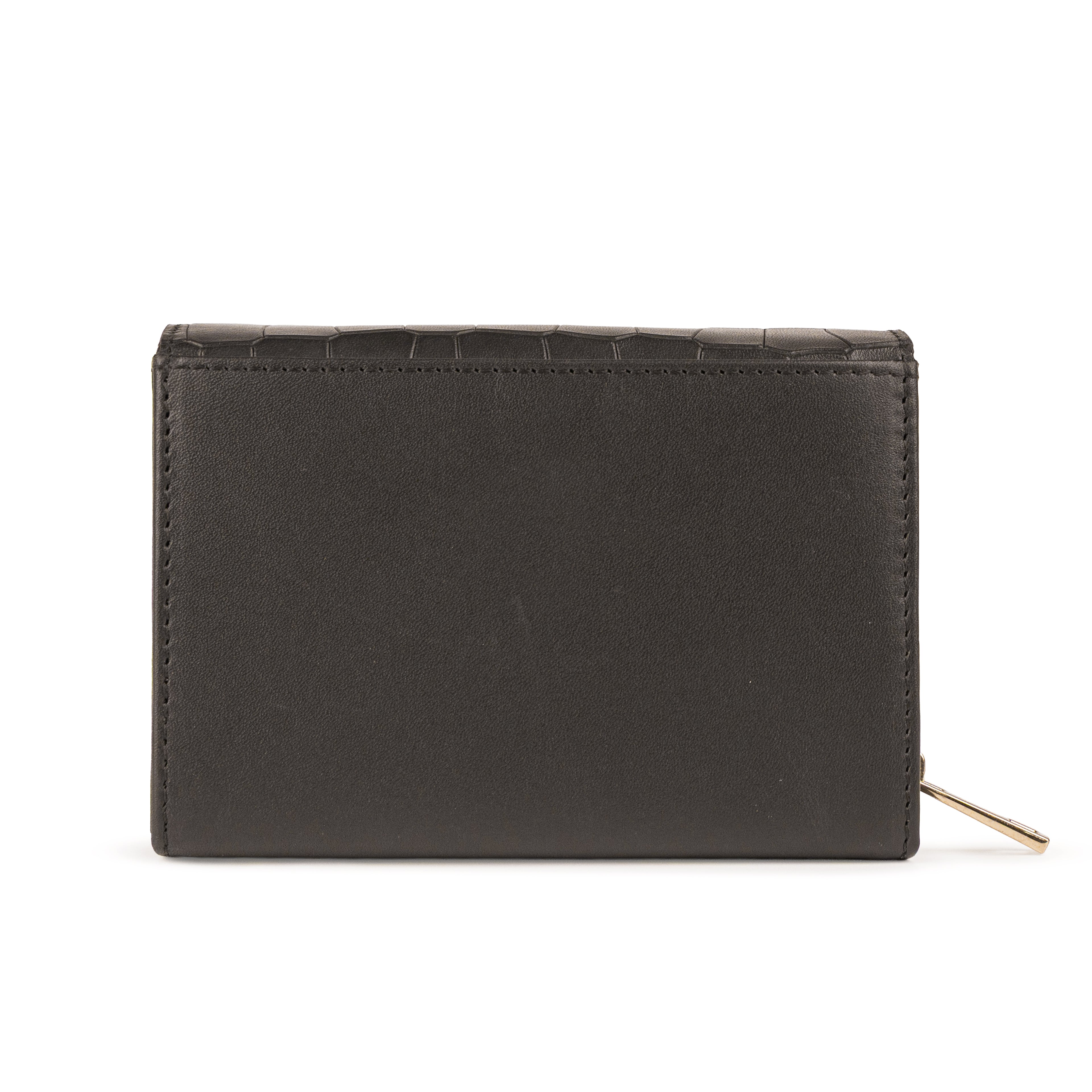Petrina Premium Leather Flap Wallet for Women – Black