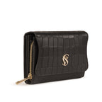 Petrina Premium Leather Flap Wallet for Women – Black