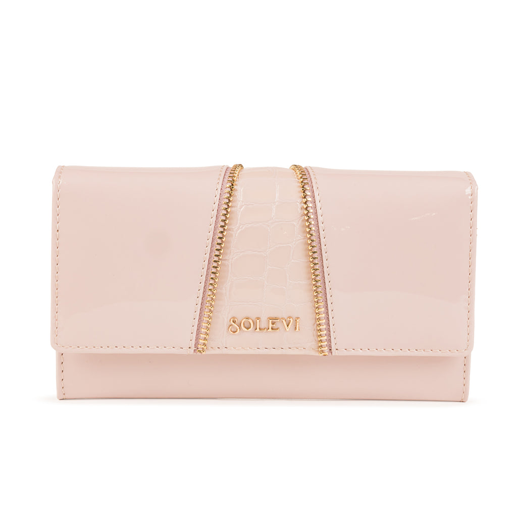 Ines Premium Leather Flap Wallet for Women – Violet Ice