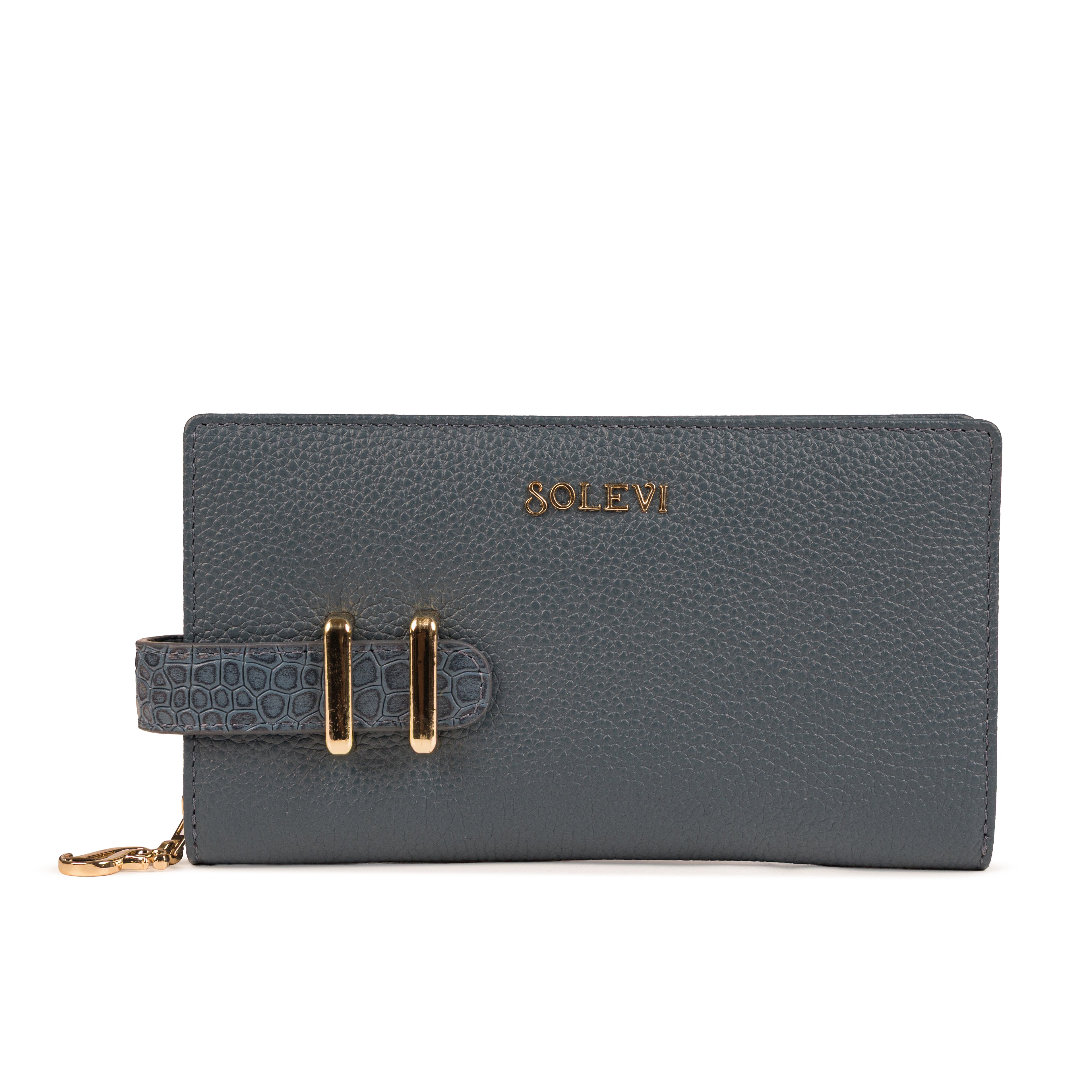 Reine Premium Leather Zip Around Wallet for Women – Cadet Blue