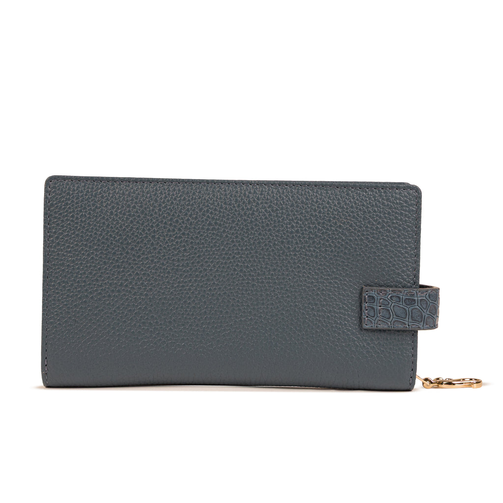 Reine Premium Leather Zip Around Wallet for Women – Cadet Blue