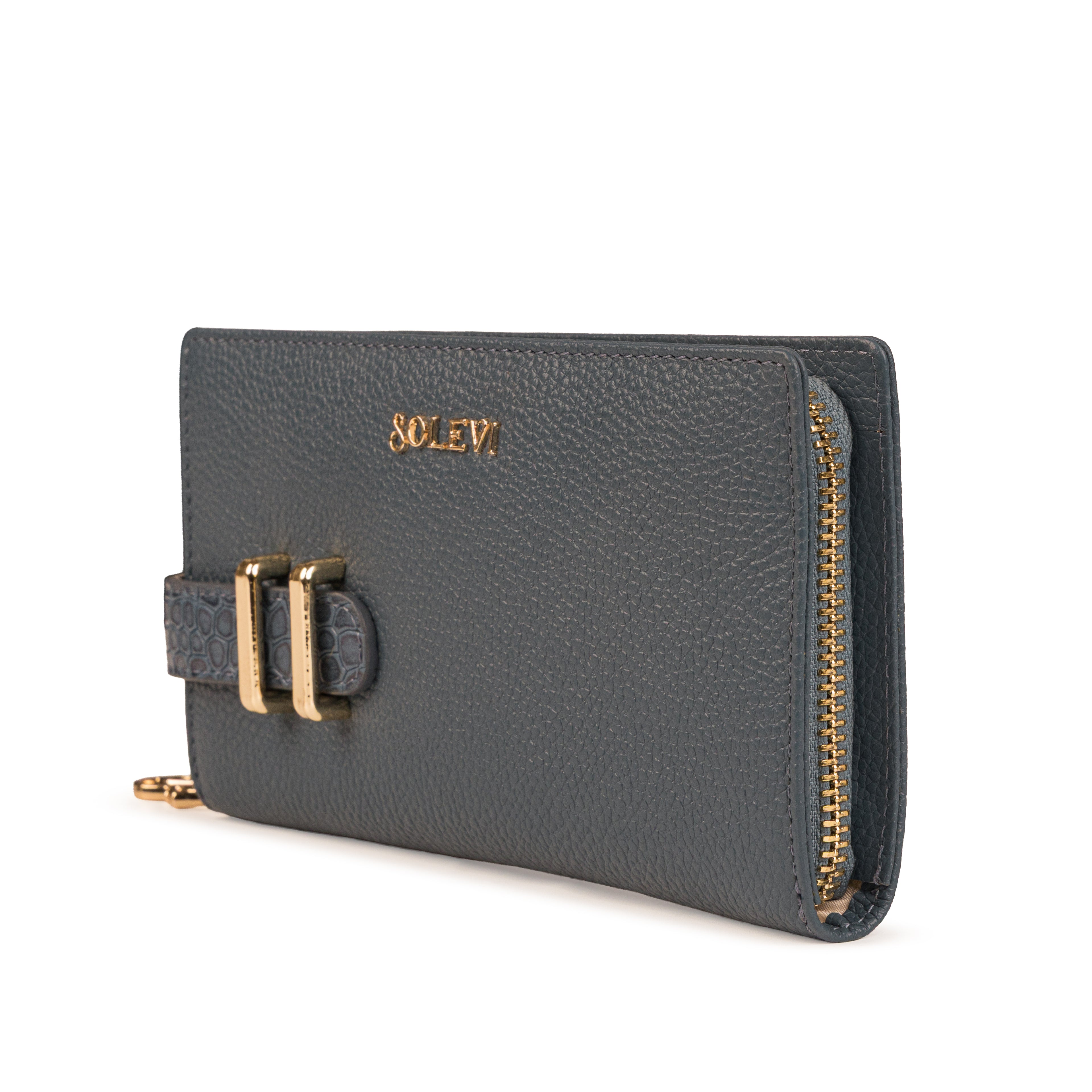 Reine Premium Leather Zip Around Wallet for Women – Cadet Blue