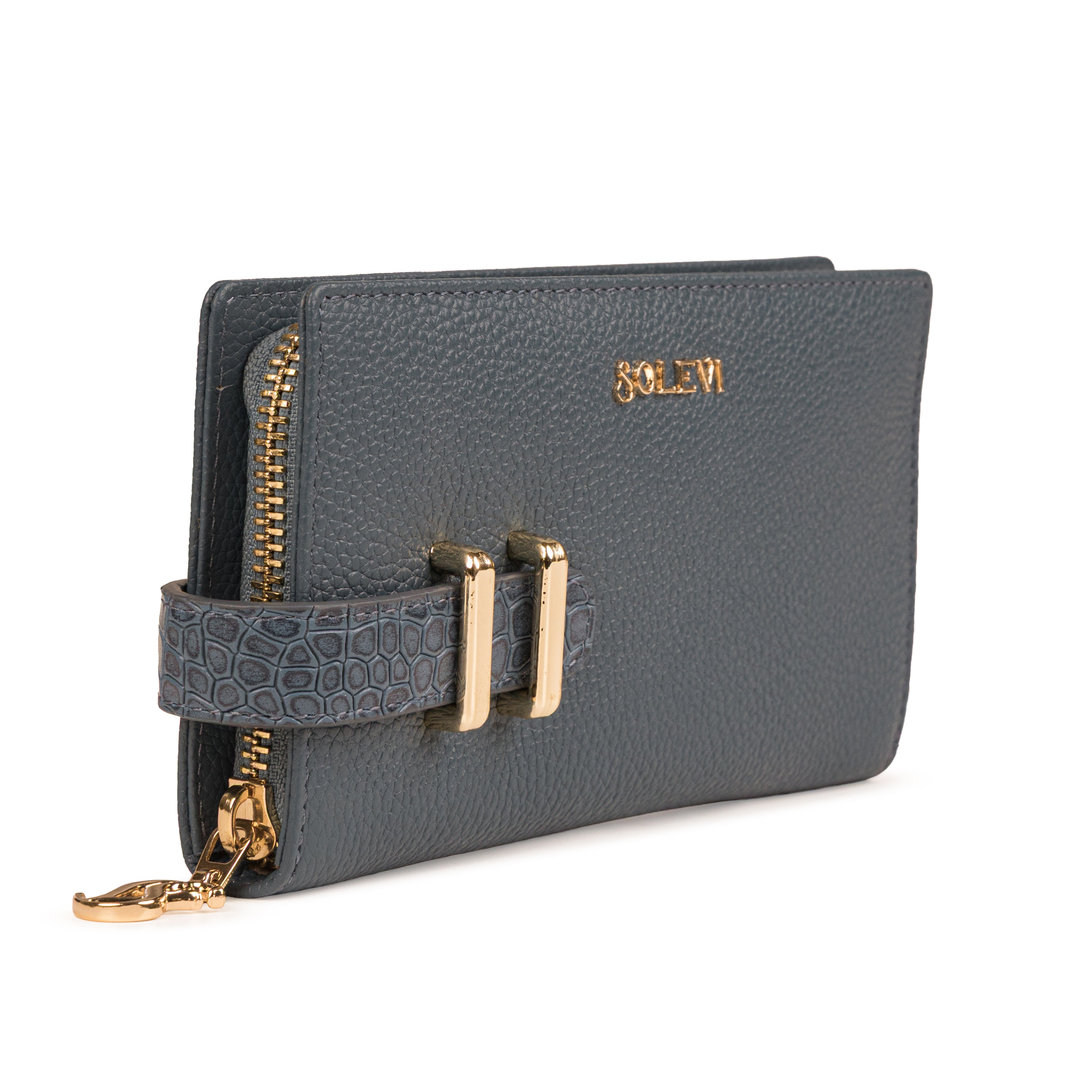 Reine Premium Leather Zip Around Wallet for Women – Cadet Blue